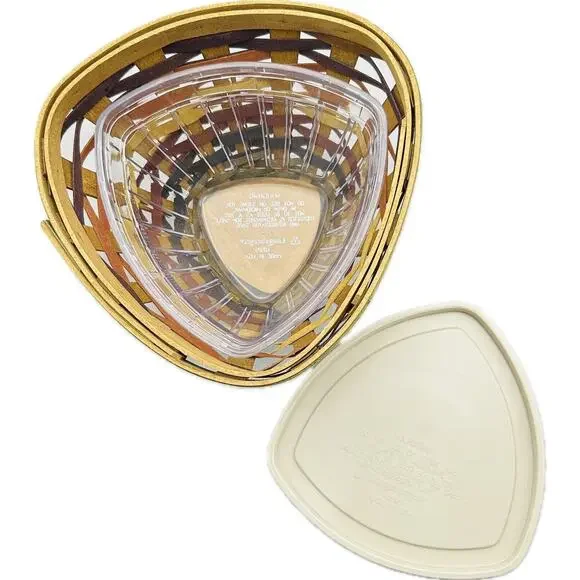 Longaberger Fiesta Chip & Dip Basket Set with Lidded Protectors 2008 Triangles - Picture 12 of 16